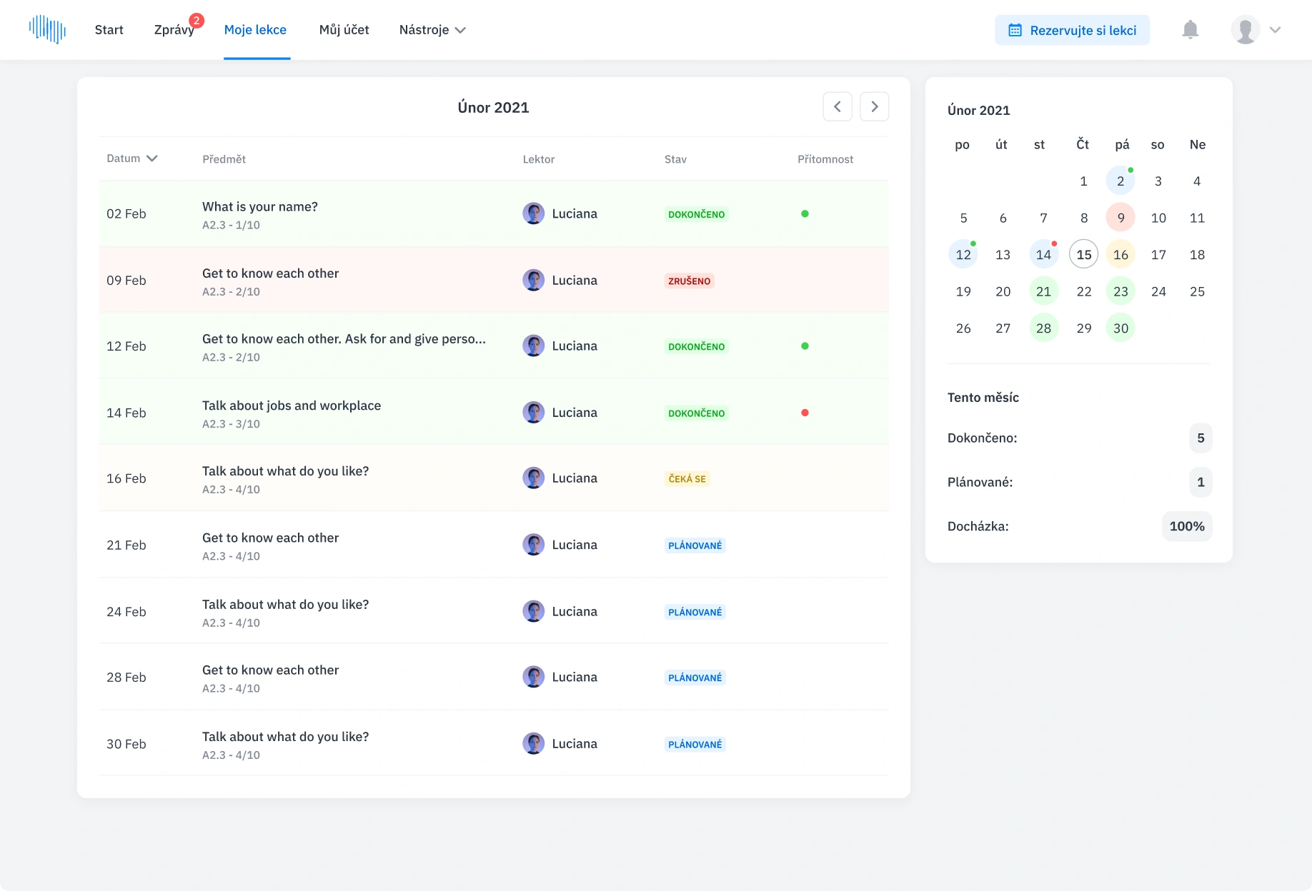 STUDENTSKÝ PROSTOR - Moje lekce